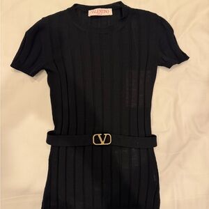 Valentino Black Knit Top with Gold Accent